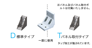 D標準タイプ　Tパネル取付タイプ（タップ加工が施されています。※パネル及びパネル取付ボルトは付属いたしません。）　一部に使用