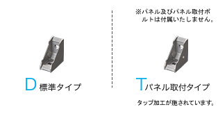 D標準タイプ　Tパネル取付タイプ（タップ加工が施されています。※パネル及びパネル取付ボルトは付属いたしません。）